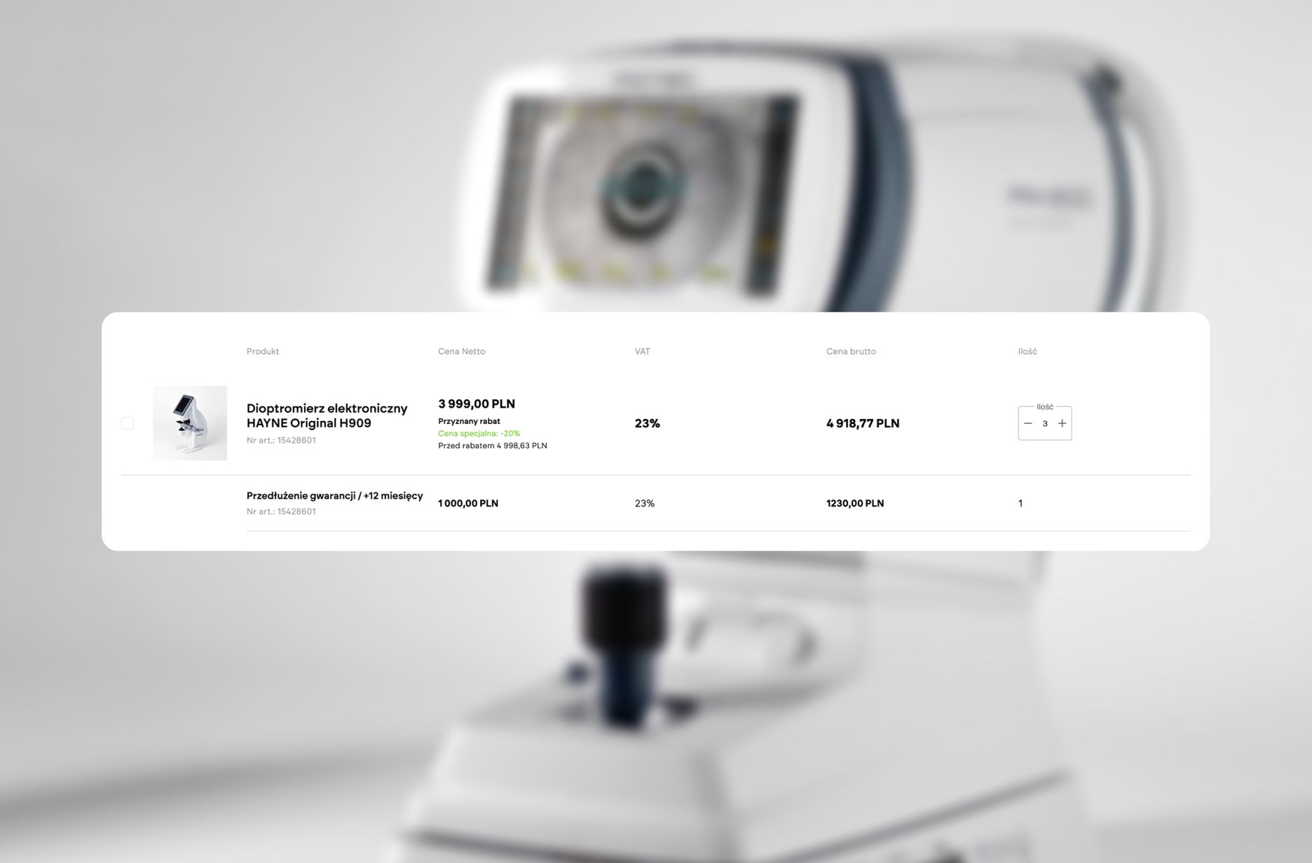 Przykład zakupu usług dodatkowych na platformie eCommercej wdrożonej przez 'merce
